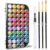 GETHPEN Watercolor Paint,48 Colors Washable Watercolor Paint Set With Brush, Refillable Water Brush Pen, Palette, and Water-Washable Paints for Kids, Adults and Artists.
