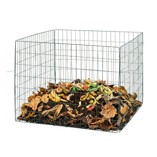 Relaxdays Komposter Metall, Biokomposter für den Garten, HxBxT: 70 x 90 x 90 cm, 560 Liter, Drahtkomposter, grün