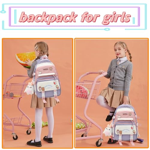 Girls kawaii Backpack for School Aesthetic Backpack for Girls Kids Elementary/Middle School Bag4