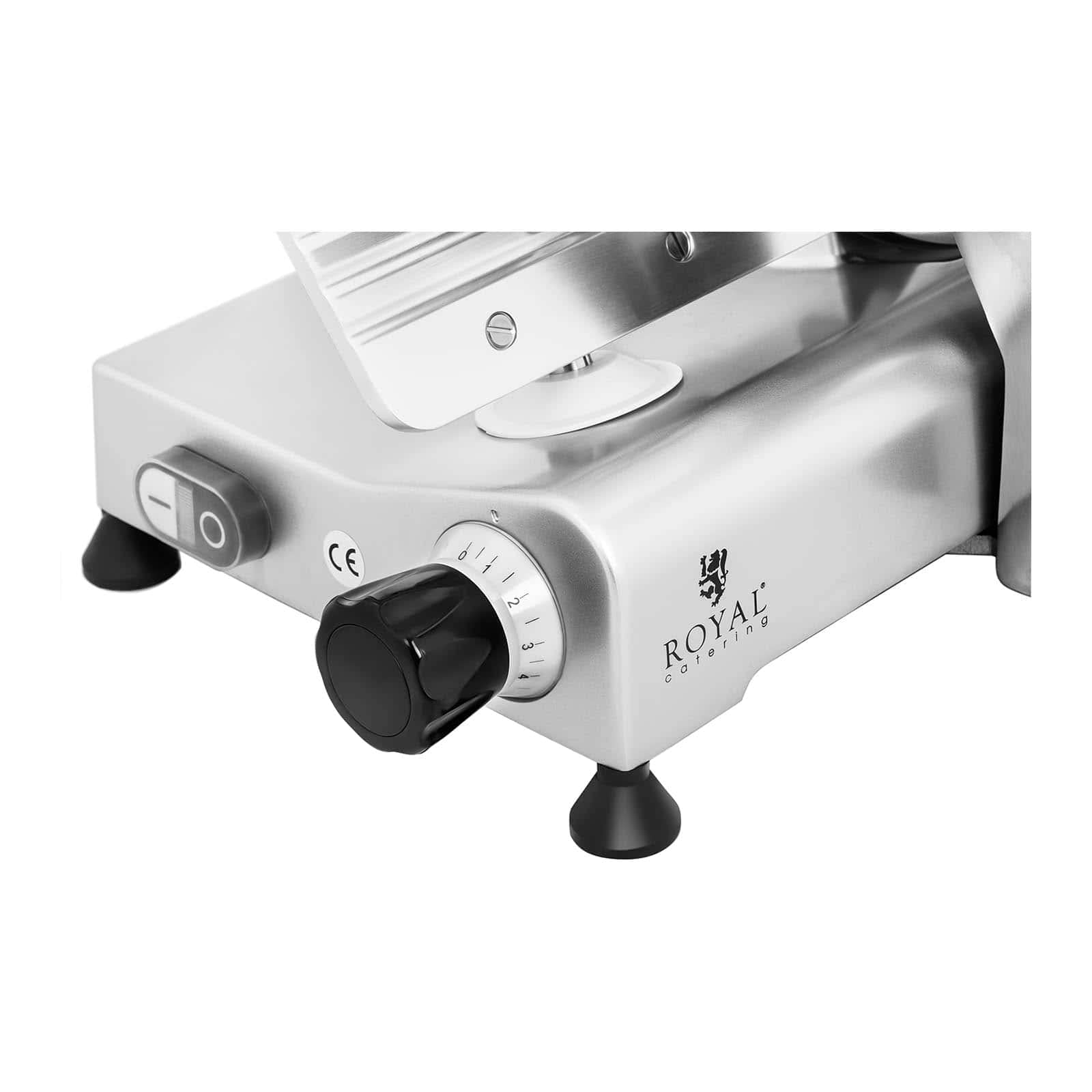 Royal Catering Affettatrice Elettrica Affettatrice con Affilacoltelli RCAM-250E (Ø 250 mm, 0-8 mm, 150 W, 480 giri/min)
