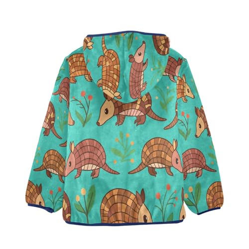 Armadillo Animals Cartoon Toddler Fleece Jacket Girl Boys Hooded Fleece Jacket Coat Warm Outwear Zip-up 3-10T2