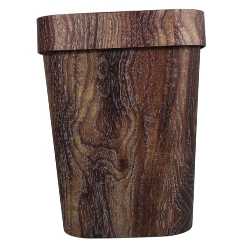 PRETYZOOM Poubelle Rétro Seau Poubelle En Bois Imité De Salle De Bain En Bois Petite Corbeille En Naturel Panier De Canettes En Carrée Brown Plastique