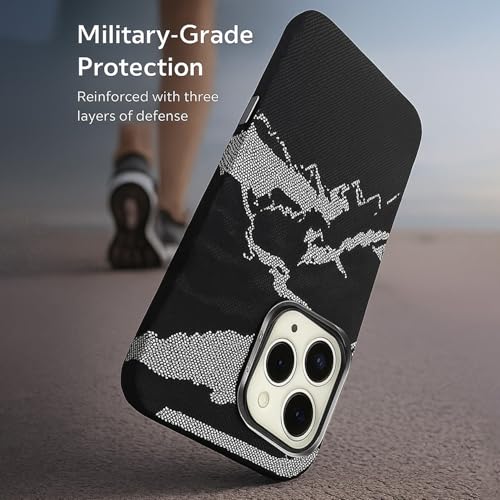 Image of AIBEX Aramid Fiber Mag-Saf Case Compatible for iPhone 16 Pro | Slim Protective Back Cover with Built-in Magnets | Wireless Charging Support | Camera Ring Stand | Shockproof with Air Guard Corners