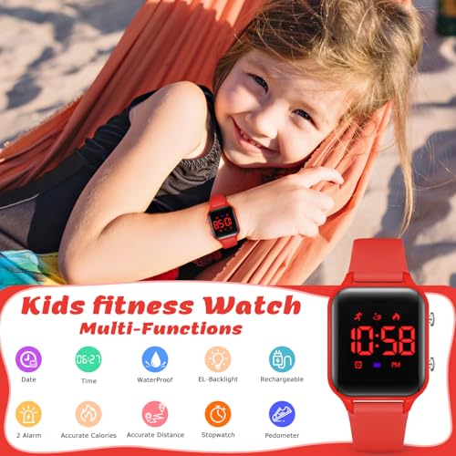 Image of LAVAREDO Kids Digital Watches for Boys Girls,Waterproof Sport Watch with Pedometer Stopwatch Vibration Alarm for Ages 5-13,No App Fitness Tracker Watch for Kids Teens Birthday Gifts
