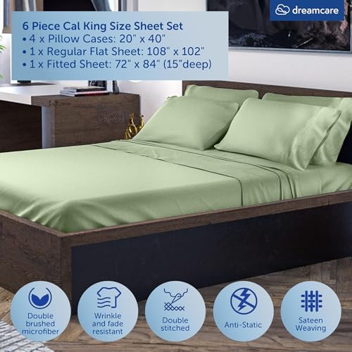 Image of DREAMCARE California King Sheet Sets - 6 pcs Breathable Cooling Sheets