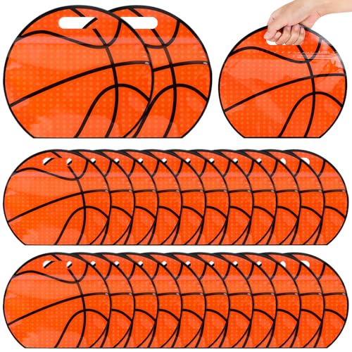 Hxezoc 25 PCS Basketball Goodie Bags with Handle Sealed Stand-Up Treat Candy Bags Sport Snack Bags for Boys Kids Basketball Theme Birthday Party Decoration Supplies