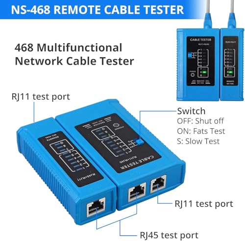Image of SmartTech RJ45 Crimping Tool Kit with Cable Tester Wire Stripper Punch Down Tool RJ45 Connectors LAN Ethernet Network Tool Set for Cat5 Cat6 Cable Repair Cutter Crimper All in one PassThrough Combo