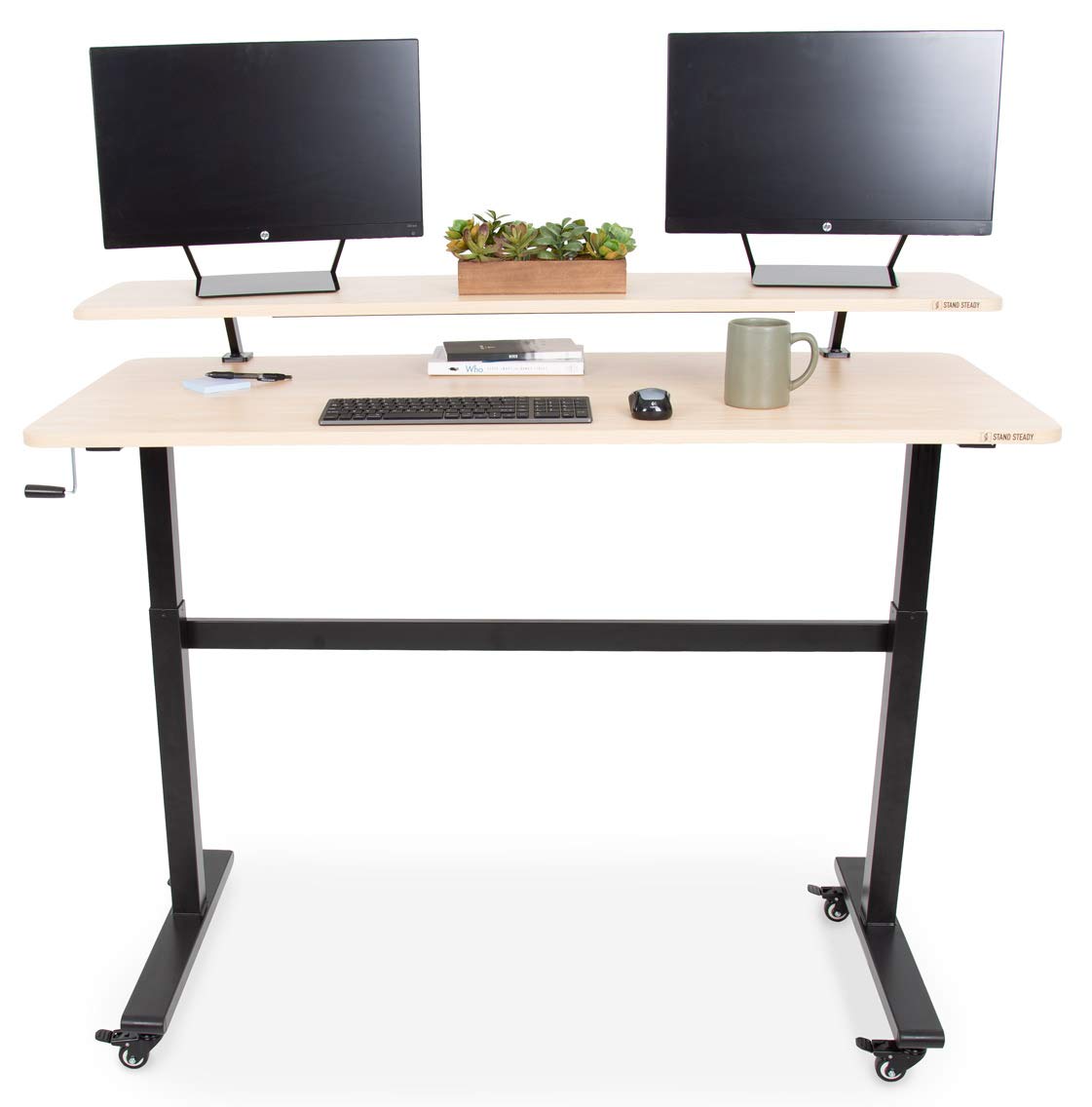 Stand Steady Tranzendesk 55 Inch Standing Desk with Clamp On Shelf