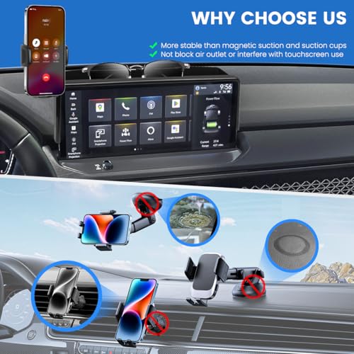 Image of Car Phone Holder Compatible with Honda Accord 2023-2025 Accessories 12.3-Inch Screen Fixed Clip, Phone Mount with Dash Organizer Tray Dashboard Storage Box Hands-Free 360 Rotation (Not for LX /EX /SE)