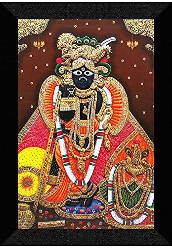 SAF 'ShriNath Ji' UV Teatured Modern Art Digital Reprint Framed Painting (11 inch X 14 inch)