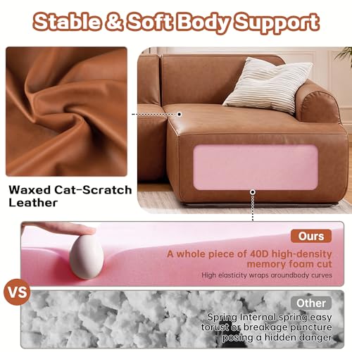 Image of KEIKI 2Seat Modular Boneless Sectional Corduroy Sofa Couch with Chaise for Living Room Home Office Family Friendly Homeowners Cozy Warm Perfect for Entertaining Refined Design Antique Brown
