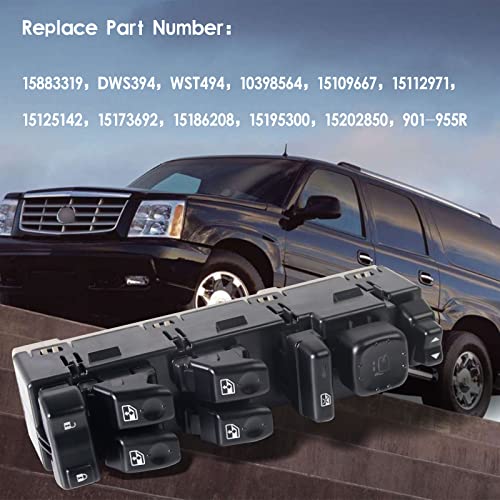 Mikoda 15883319 Master Power Window Switch W/Mirror Switch & Module, Front Driver Side Door Lock Fit For Cadillac Escalade Avalanche Silverado Suburban Tahoe Gmc Sierra Yukon Hummer 2003-2007 #TOP5