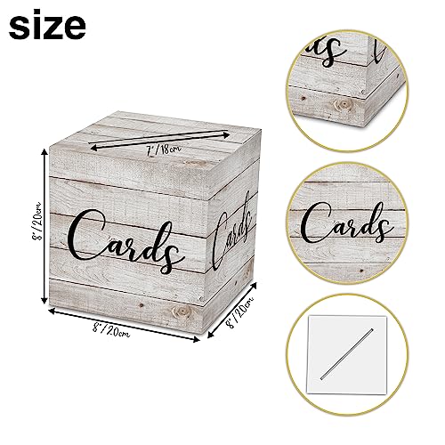 Image of AWSICE Wood Pattern Card Box for Party, Wedding Card Boxes for Reception | 1 Pack Rustic Card Box for Graduation Party Wedding Baby Shower Birthday, 8x8x8 Inches