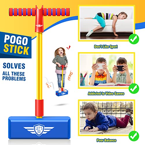 Image of CUUGO LET'S GO! CG Jumping Promotes Growing Taller- Pogo Stick Foam Pogo Jumper for Kids, Toys for 3-12 Year Old Boys Girls Outdoor Toys Indoor Toys Fun Gifts Christmas Stocking Stuffers Gifts