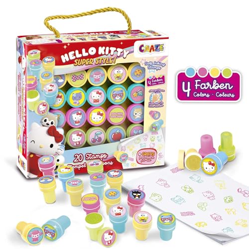 CRAZE 20 Hello Kitty Kids Rubber Stamps Set: 4 Colors, Washable Ink, Notepad Included - Image 2
