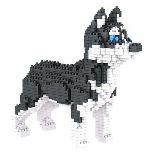 Atomic Building Perro Husky Siberiano. Figura para ensamblar con nanoblocs. 950 Piezas.