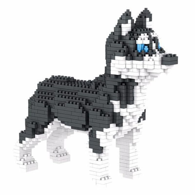 Chien Husky sibérien. Figure à Assembler avec des nanoblocs. 950 pièces.