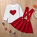 MODNTOGA Toddler Baby Girl Valentines Outfit Long Sleeve Dot Heart Shirt Top+Suspender Strap Red Skirts Set(18M-7Y) (Red, 6-7Y)