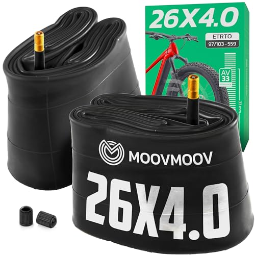 MOOVMOOV Cámara de Aire 26x4 Pulgadas - Pack de 2 - para Fat Bike, Bicicleta MTB Neumáticos Anchos - Medidas 26x4.0 (98-559, 100-559 y 102-559)