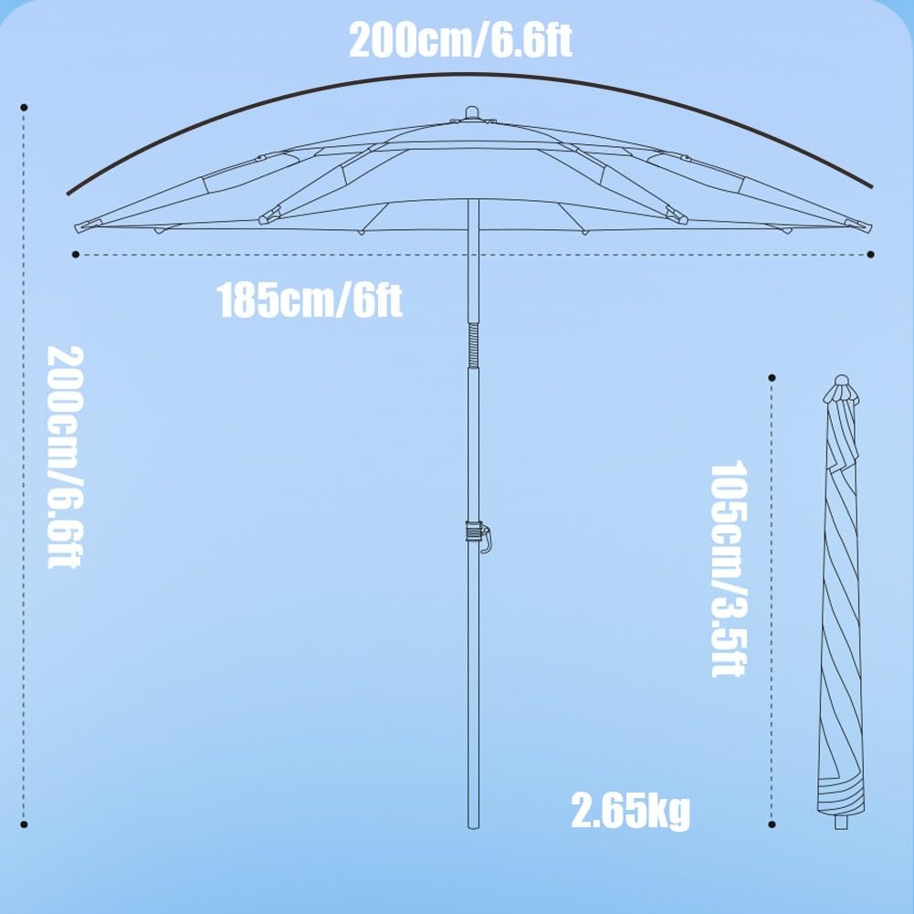 240 cm UV50+ Składany Parasol Wędkarski Wodoodporny Wiatroszczelny, Przenośny Parasol Podróżny z Regulacją Nachylenia i Wysokości, Parasol Kempingowy na Plażę