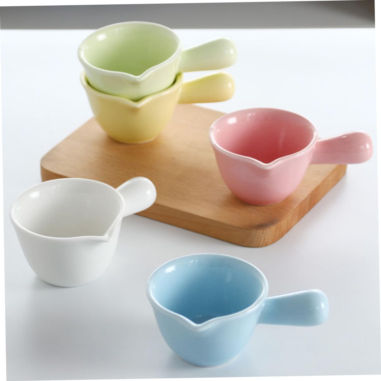 ABOOFAN 5 Coupelles en Céramique 100ml, Pichet à Sauce et Pot à Crème à Bec Unique, pour Sauce et Sirop la Maison Restaurant
