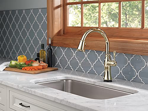 Delta Faucet Cassidy Touch Kitchen Faucet, Kitchen Faucets With Pull Down Sprayer, Kitchen Sink Faucet, Touch Faucet, Delta Touch2O Technology, Lumicoat Polished Nickel 9197T-Pn-Pr-Dst #TOP1