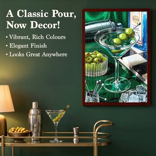 Image of Gouda Games Jigsaw Puzzle 1000 Pieces - The Classic Martini, Cocktail Puzzle for Adults with Full-Size Poster, Includes Sorting Trays, Gifts for Cocktail Lovers, Finished Size 27.5 inch x 19.5 inch
