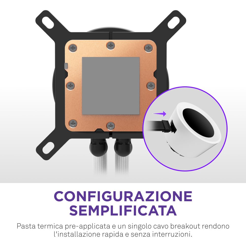 NZXT Kraken Plus 240 RGB - Dissipatore CPU AIO 240mm, LCD - Bianco | AIO 240mm con LCD personalizzabile, ventola F240 RGB Core e NZXT Turbine Pump. Temp migliori, RGB sincronizzato via CAM.