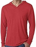 Yoga Clothing For You Mens Triblend Lightweight Hoodie Tee, Large Vintage Red