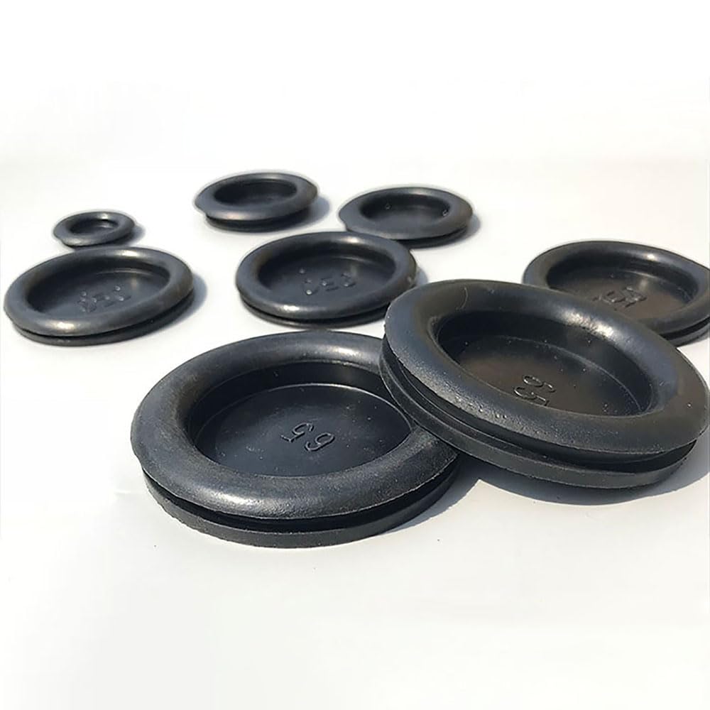 Gumowe przelotki z otworami zaślepiającymi, otwór 14 mm - 150 mm, zamknięte zaślepki przelotowe, uszczelka do ochrony kabla przewodowego, czarne, 90 mm, 10 szt
