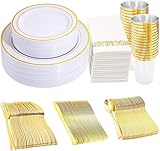 350 Pieces White and Gold Plastic Plates...