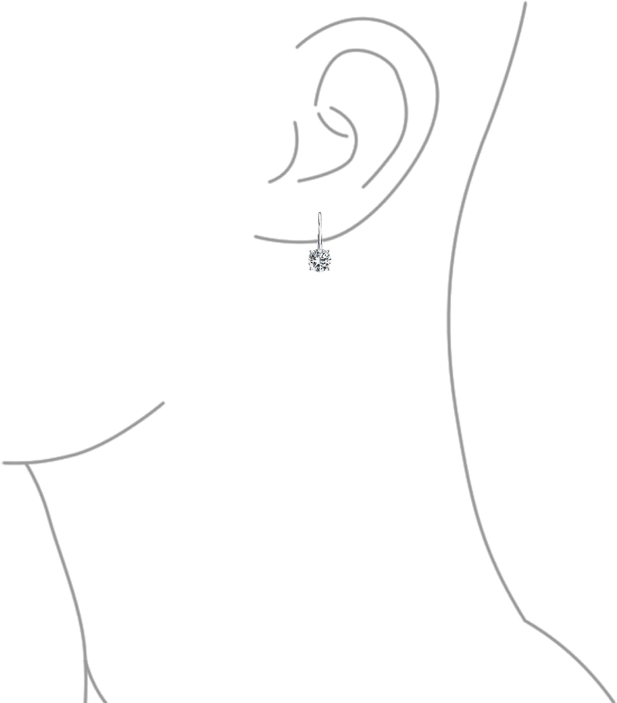 Dainty .50 Ct Round Bezel Brilliant Cut AAA Cubic Zirconia Simulated Gemstone Colors CZ Solitaire Dangle Drop Earrings Lever Back 14k Rose Gold Plated .925 Sterling Silver