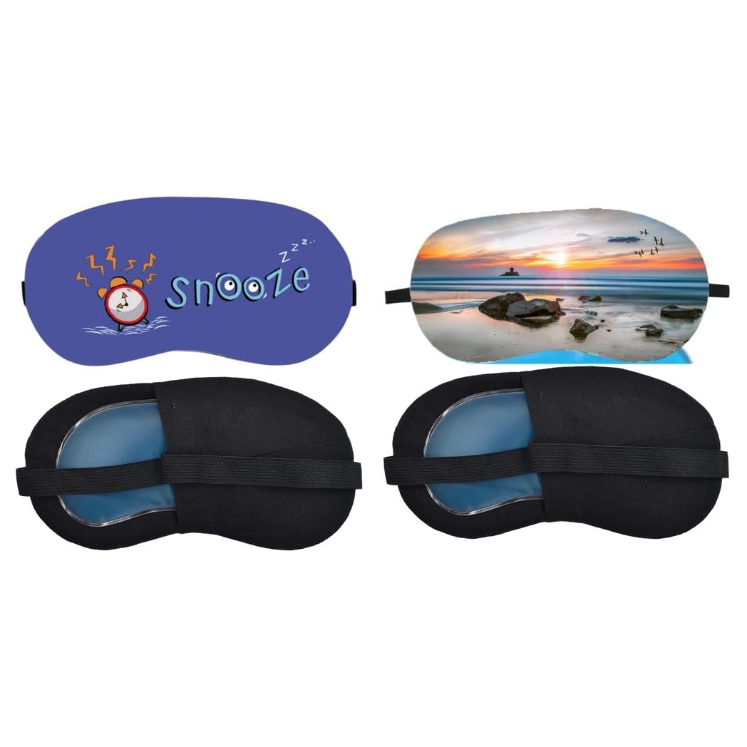 Aoxeria Snooze Alarm, Sunset Beach Sleeping Eye Mask Combo, Soft Comfortable Light-Blocking Eye Cover for Women, Men & Kids, Reusable Blindfold for Night Sleep, Nap, Travel, Flight (Pack of 2)-image-36