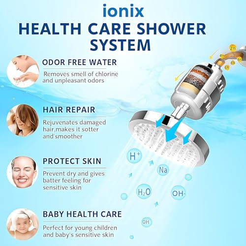 Image of IONIX Shower Filter for Bathroom for Hard Water Problems | Water Softener for Home Reduces Dry Itchy Skin | Dandruff | Eczema and Dramatically Improves The Condition of Your Skin, Hair and Nails
