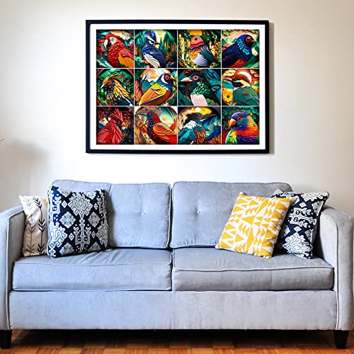 Think2Master Colorful Birds 1000 Pieces Jigsaw Puzzle. Paper Cut Craft Style. Fun For Teens, Seniors & Families. Great Gift For Kids Ages 13+. Size: 26.8” X 18.9” #TOP2