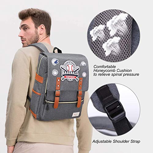 Modoker Baseball Pattern Backpack Gift for Women Men with USB Charging Port
