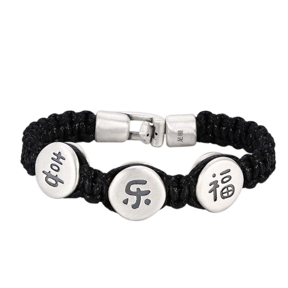 S925 Bracciale in Argento Sterling Con Testo in Corda Di Cuoio Intrecciata, Bracciale Intrecciato Di Moda Personalizzato Da Donna
