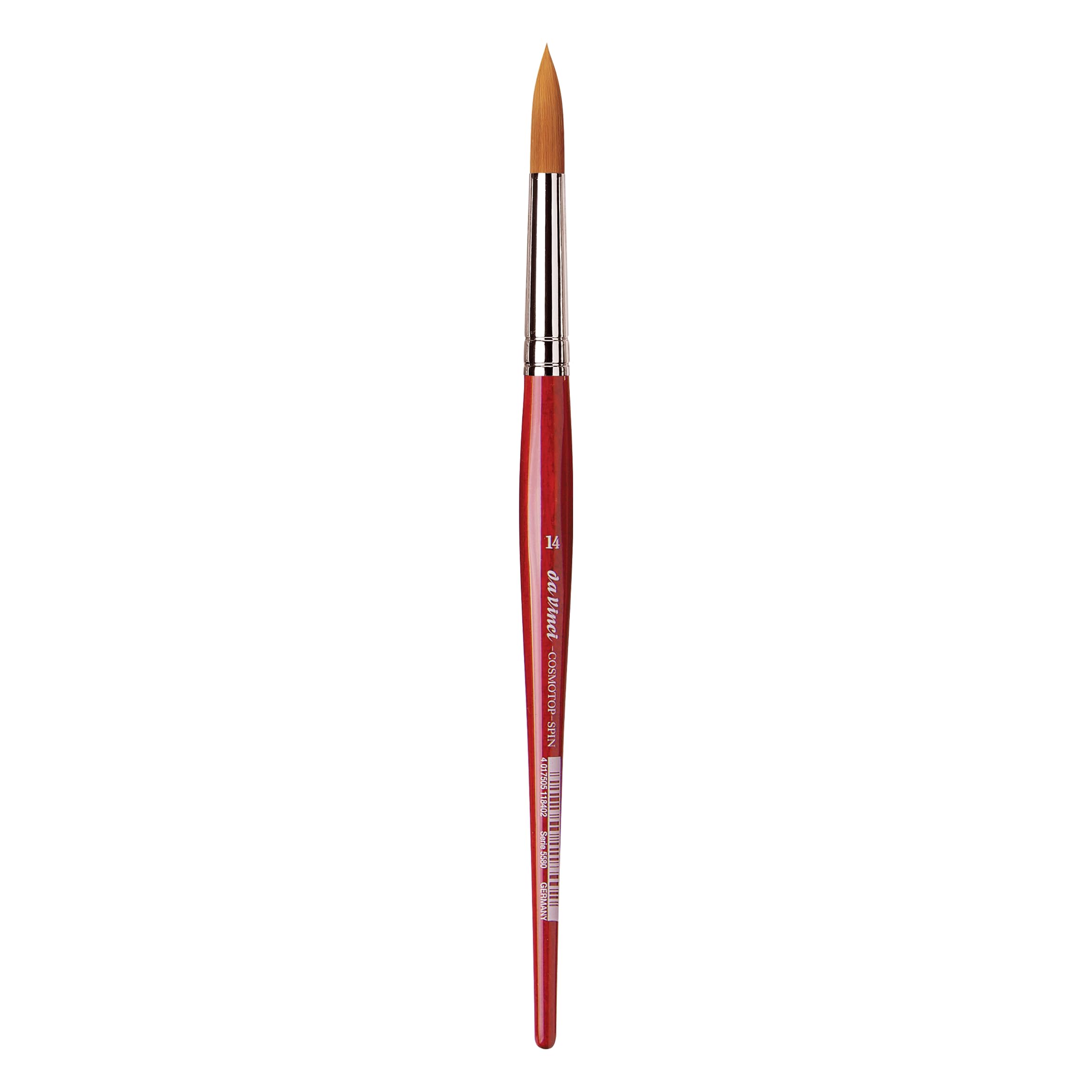da Vinci Watercolor Series 5580 CosmoTop Spin Paint Brush, Round Synthetic with Red Handle, Size 14 (5580-14)