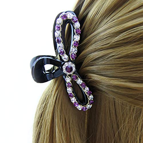 Pince à cheveux queue de cheval violette D107 pour femmes - 7