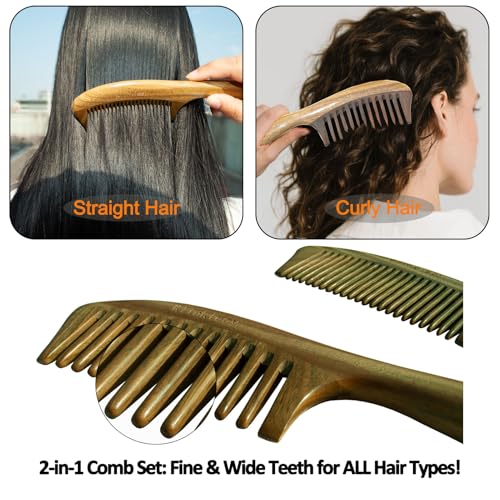 Set de Peines de Madera para Cabello Sandalwood miniatura 3