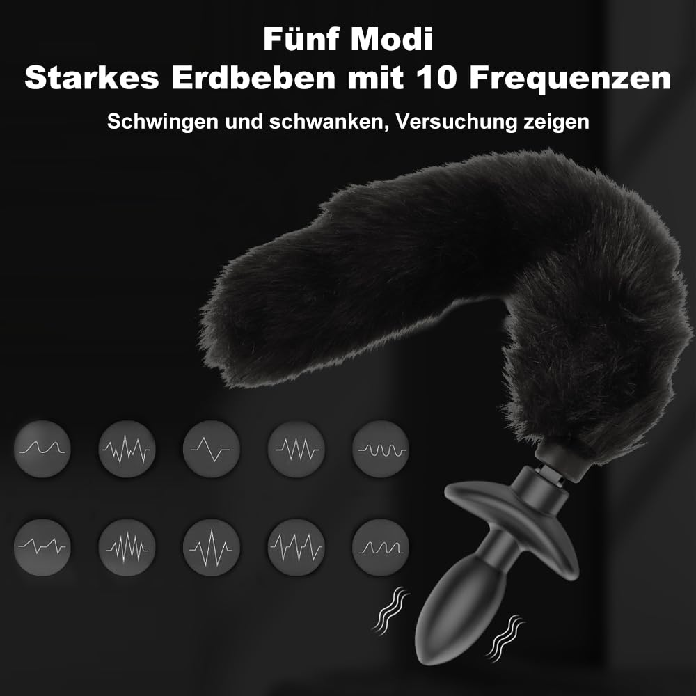 10 Vibrationsfrequenzen Analvibrator Fuchsschwanz Analplug Butt Plug mit 5 Modi SM Vibrator Bondage APP Fernbedienung Fox Tail Silikon Cosplay Stopper Vibration Masturbator Für Frauen Männer