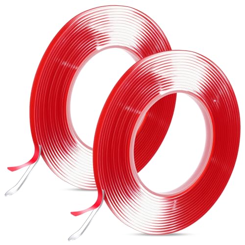 WJIAAA Silikonband Selbstklebend, 2 Rollen 10M Transparentes Silikonband 6mm x 2mm, Nicht Markierend Dichtungsband für Glasplatte für Kaminofen, Feuerschutzplatte, Staubdicht & Wasserdicht