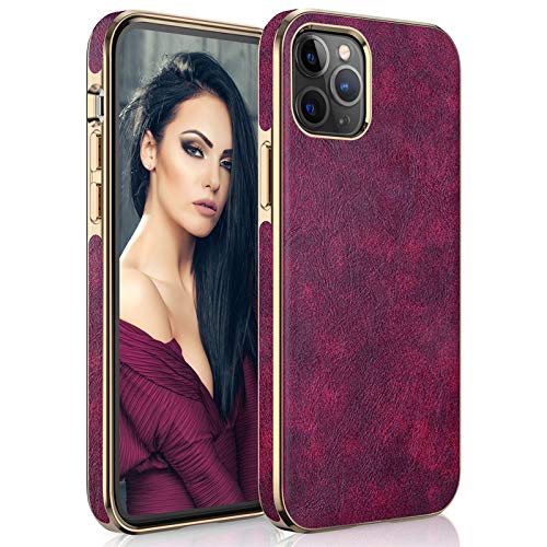 Lohasic Premium Leather For Iphone 12 Pro Max Case For Women, Elegant Luxury Thin Slim Pu Soft Non-Slip Grip Shockproof Full Body Protective Phone Cover Cases For Iphone 12 Pro Max 6.7 Inch - Magenta #TOP8