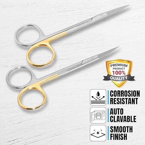 Boujee Trends Set Of Iris Micro Dissecting Scissors 4.5 Inch Str/Cvd Serrated Super-Cut Fine Point Skin Tag Medical Surgical Gum Stitch Eye Dental Scissors Perfect For Doctors thumb #1