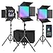 GVM 3 Pack RGB LED Video Lights Kit, Multi-Color Output with APP Control CRI97 Adjustable 3200K-5600K LED Video Lighting Kit for YouTube Photography TV Studio Camera Film Lighting