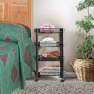 St 31510 4 tier rolling kitchen cart black  urban country home decor