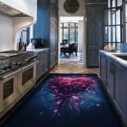 Tapis antidérapant lavable bleu foncé pour sol glissant - 5