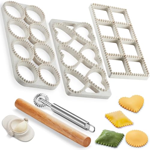 Ravioli Maker Press, Ravioli Cutter, 3-Shape Mold, 2.6-Inch Empanada Press