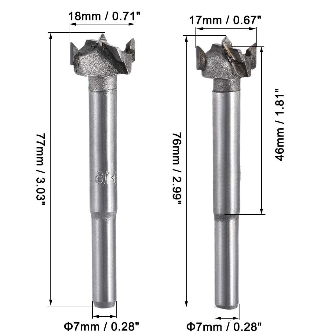 MACHSWON 2 PCS Forstner Drill Bits Tungsten Carbide Wood Hole Saw Opener Drill Bit 17mm+18mm Woodworking Drilling Boring Bit Cutter - Image 4