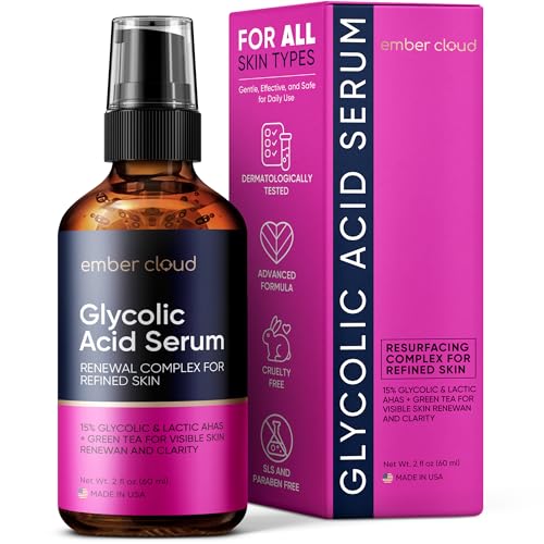 Ember Cloud Glycolic Acid Serum for Face 15% - Extra Large Size (2 Oz) - Advanced Formula to Support Skin Radiance